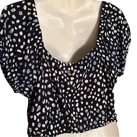 Roxy Dear Amor Crop Top Peasant Size Medium Mood Indigo Wild‎ Dots Side Ties NWT - Picture 9 of 12